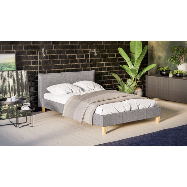 Sivá čalúnená dvojlôžková posteľ s roštom 140x200 cm Tina - Ropez-image-2