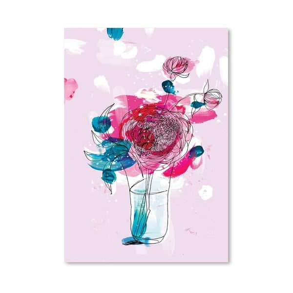 Plagát Pink Flowers 2, 30x42 cm