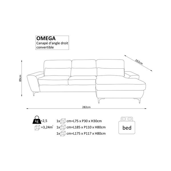 Čierna rohová rozkladacia pohovka Windsor & Co. Sofas Omega, pravý roh-image-4