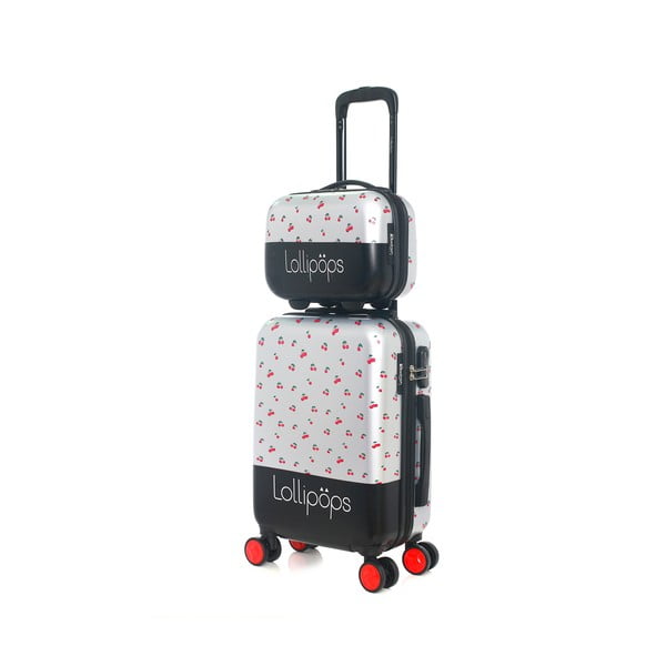 Set sivého kufra na 4 kolieskach a kozmetického kufríka Lollopops Holly-image-3