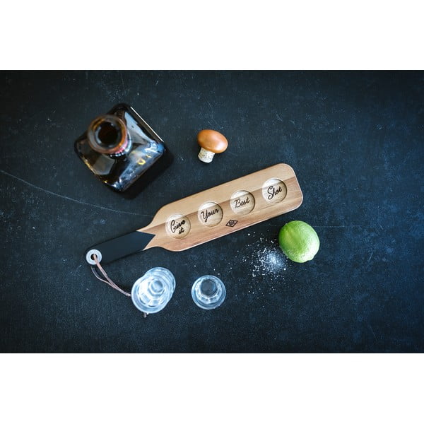 Drevená servírovacia doštička a 4 štamperlíky Gentlemen's Hardware-image-1