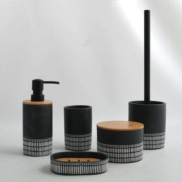 Čierny kúpeľňový organizér na vatové tampóny z polyresínu Yuma – Spirella-image-1