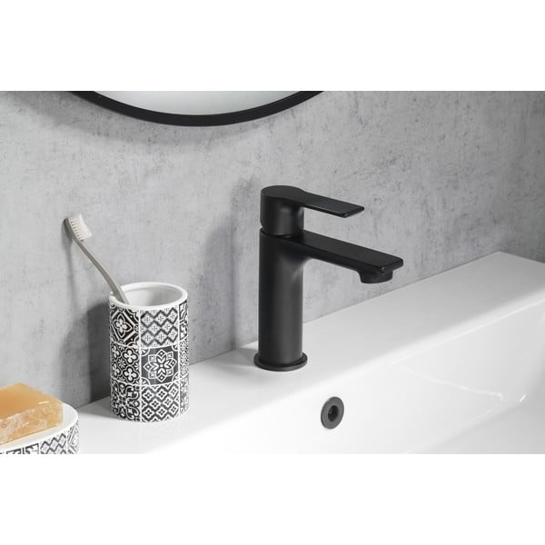 Matne čierna stojančeková umývadlová batéria Pax – Sapho-image-1