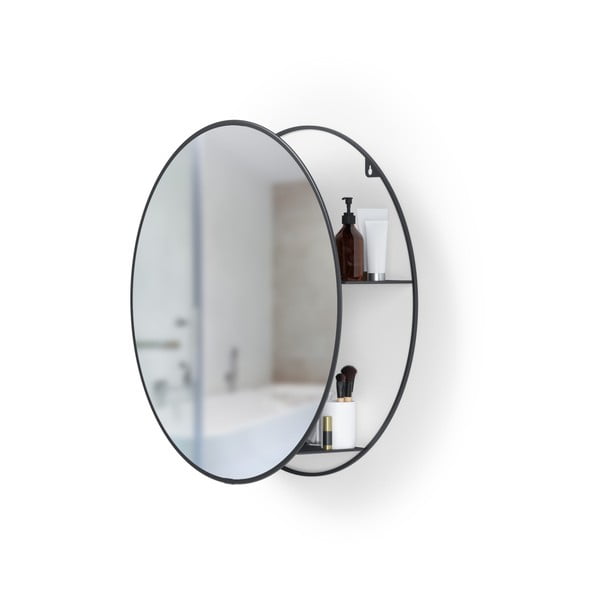 Nástenné kozmetické zrkadlo s poličkou ø 57 cm Circo – Umbra