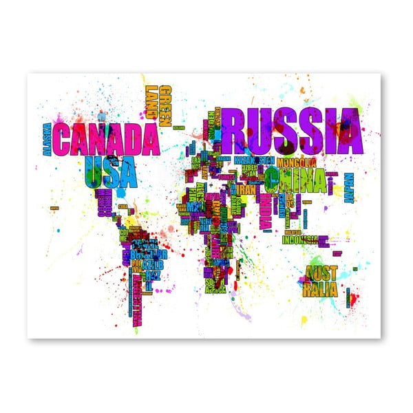 Plagát s pestrofarebnou mapou sveta Americanflat Digital, 60  ×   42 cm
