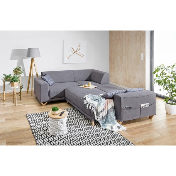 Sivá rozkladacia/s úložným priestorom rohová pohovka (ľavý roh/do L) Classy Sophie – Miuform-image-4