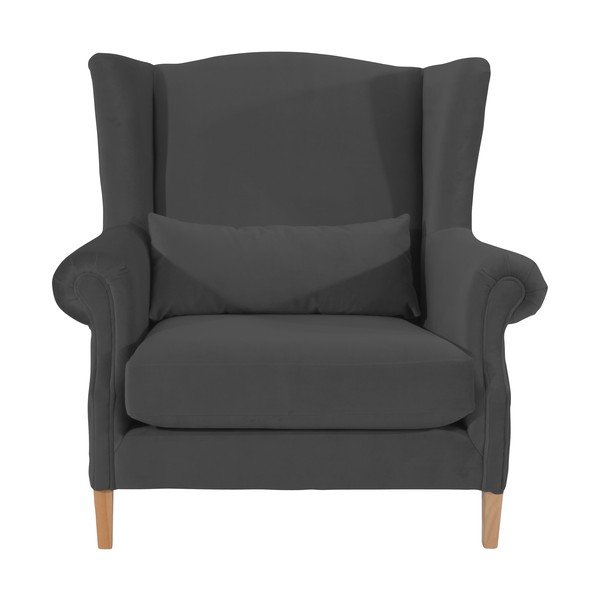 Antracitovosivé zamatové kreslo ušiak Max Winzer Harvey Velvet-image-2
