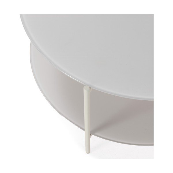 Krémovobiely okrúhly konferenčný stolík so sklenenou doskou ø 83 cm Davi – MOME-image-3
