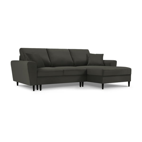 Čierna menčestrová rozkladacia/s úložným priestorom rohová pohovka (pravý roh/s leňoškou) Kyoto – Cosmopolitan Design-image-4