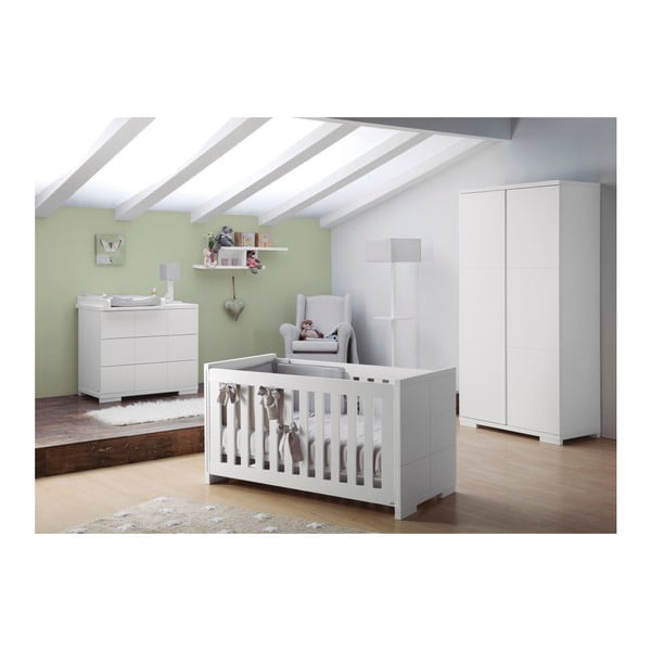 Biela detská postieľka prestaviteľná na jednolôžko Núvol Blanca, 140 × 70 cm-image-2