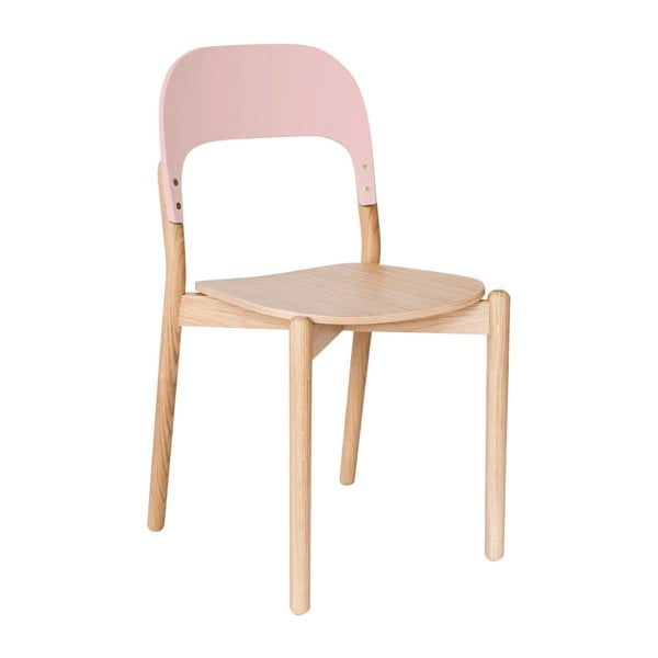 Dubová stolička s ružovým operadlom HARTÔ Paula