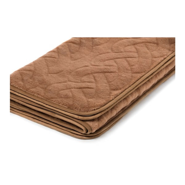 Hnedá vlnená deka Royal Dream Camel Wool Dark Lines, 160 × 200 cm