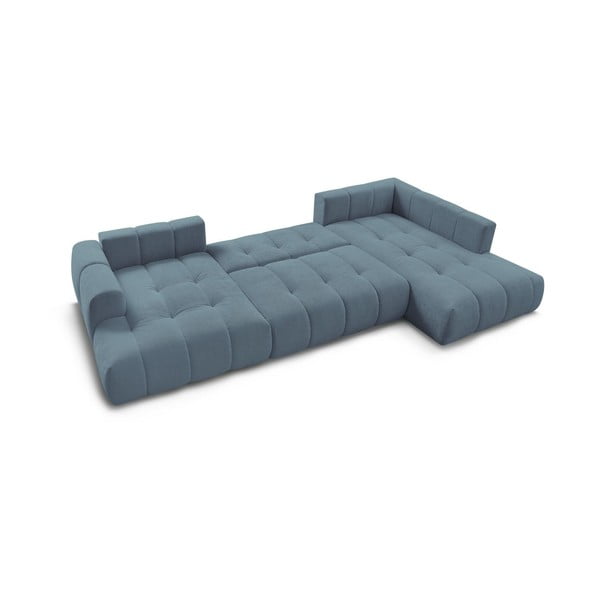 Modrá rozkladacia/s úložným priestorom rohová pohovka (pravý roh/do tvaru "U") Fuji – Bobochic Paris-image-4