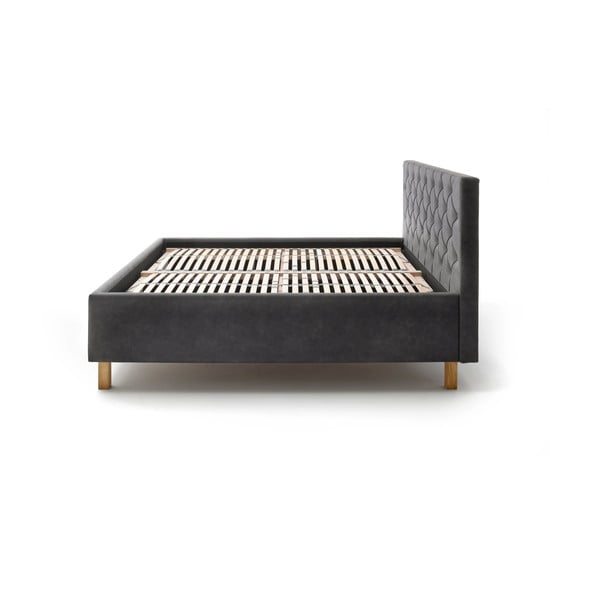 Tmavosivá čalúnená dvojlôžková posteľ s úložným priestorom s roštom 180x200 cm San Remo – Meise Möbel-image-4
