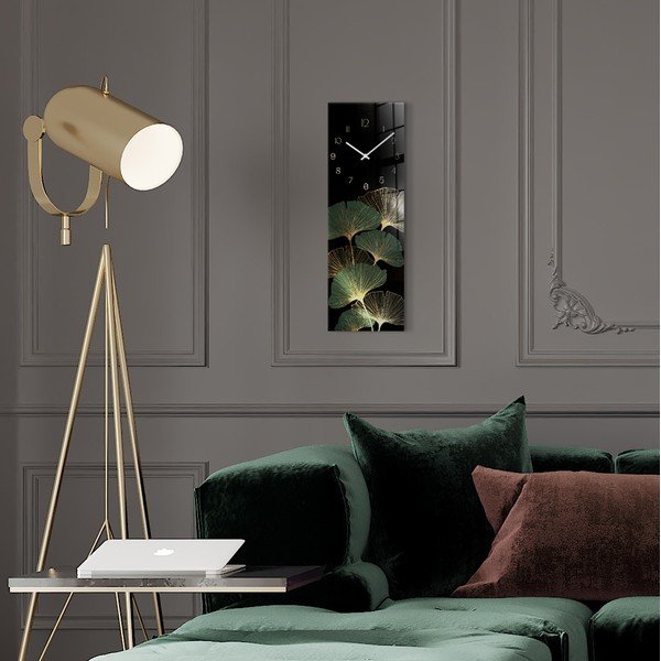 Sklenené nástenné hodiny Gingko - Styler-image-1