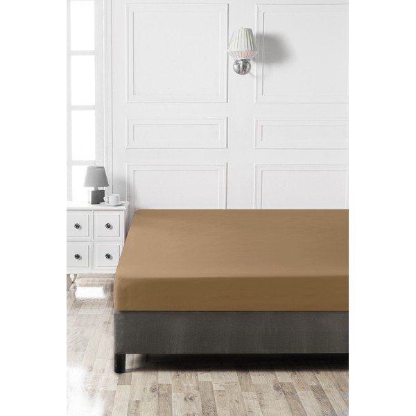 Hnedá napínacia bavlnená plachta 140x200 cm – Mijolnir-image-2