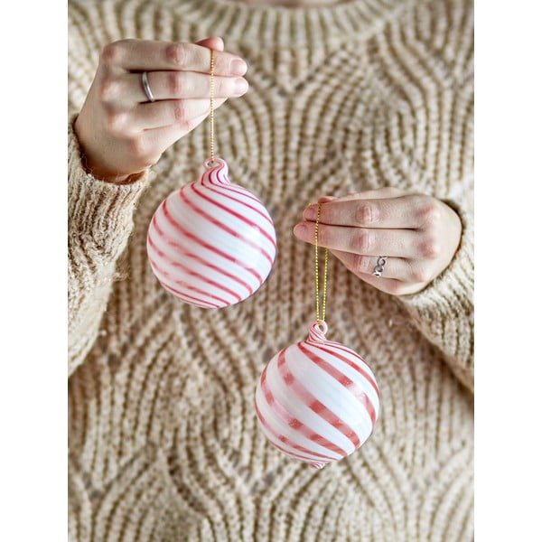 Sklenené vianočné gule v súprave 2 ks ø 8 cm Zwirl – Bloomingville-image-1