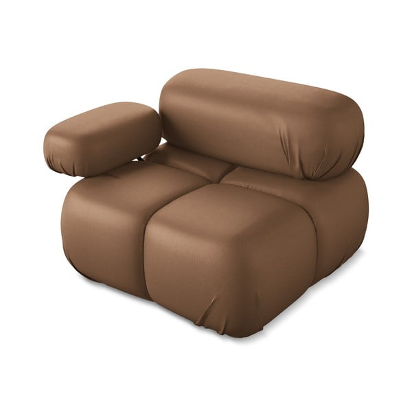 Hnedý modul pohovky z imitácie kože (ľavý roh) Lokua – Makamii-image-3