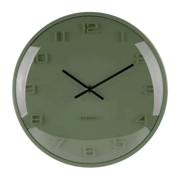 Zelené nástenné hodiny Karlsson Elevated, ⌀ 25 cm