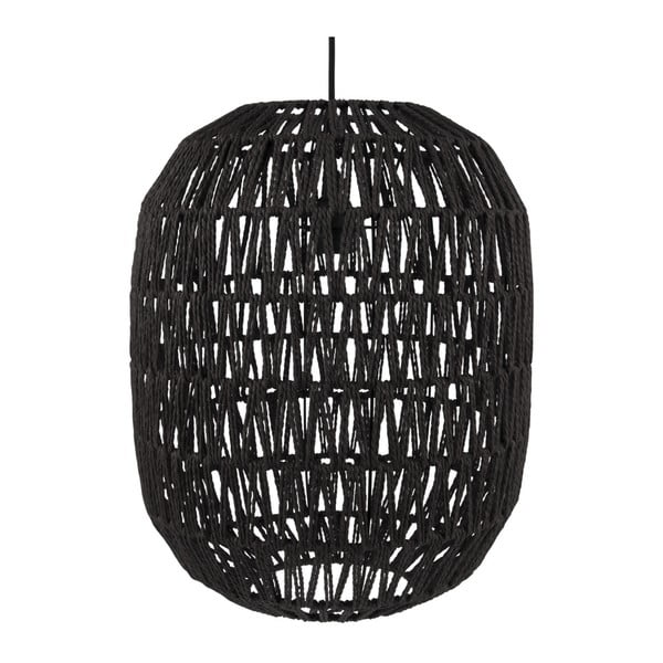 Čierne závesné svietidlo Leitmotiv Paper Rope, ⌀ 34 cm