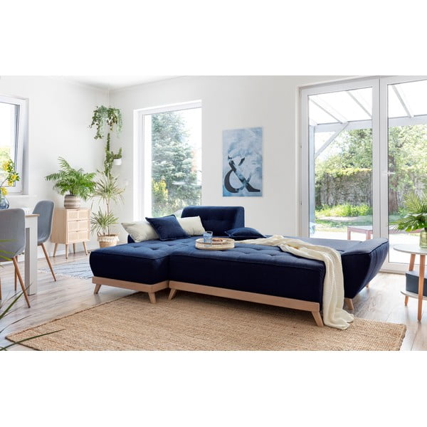 Námorníckymodrá rozkladacia variabilná rohová pohovka Miuform Dazzling Daisy-image-4