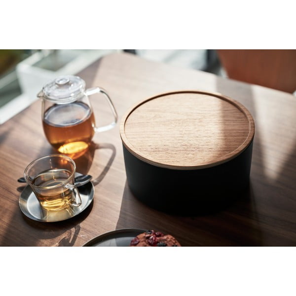 Čierny kovový úložný box s vekom ø 22x11 cm Rin – YAMAZAKI-image-4