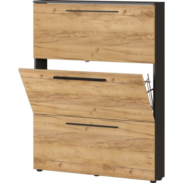 Tmavosivá výklopná skrinka na topánky v dekore duba Wildomar - Germania-image-2