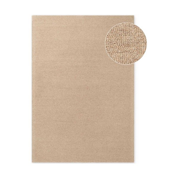 Ručne tkaný vlnený koberec v prírodnej farbe 140x200 cm Puristic Knots – Elle Decoration