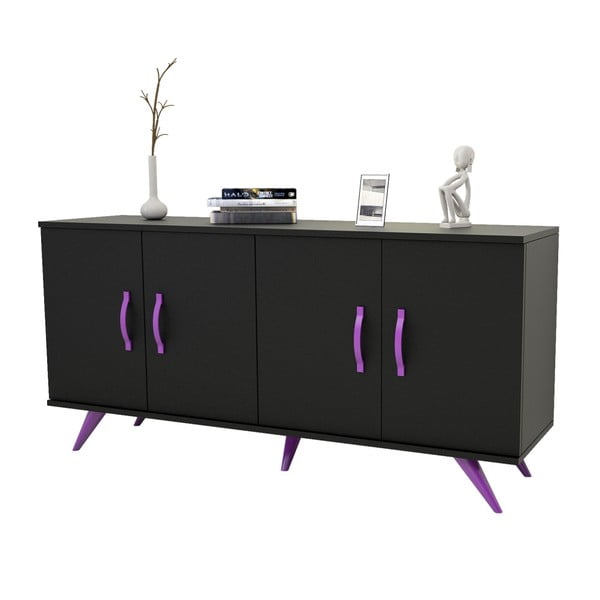 Čierna komoda s fialovými nohami Magenta Home Coulour Series