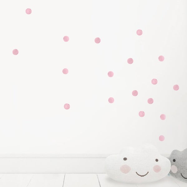 Ružové nástenné znovu snímateľné samolepky Chocovenyl Dots