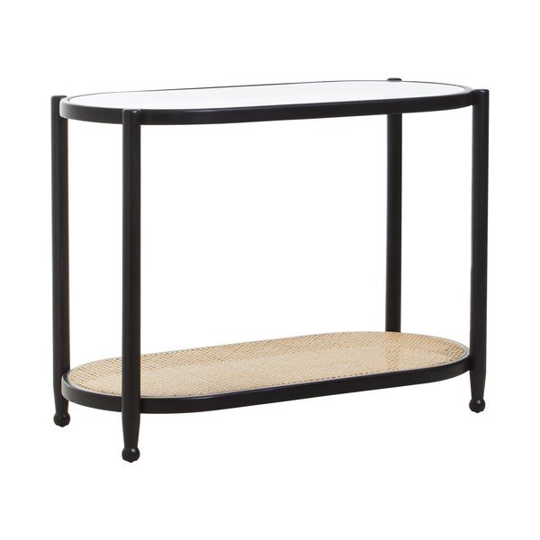 Čierny/v prírodnej farbe konzolový stolík so sklenenou doskou 49x100 cm Cebu – Premier Housewares