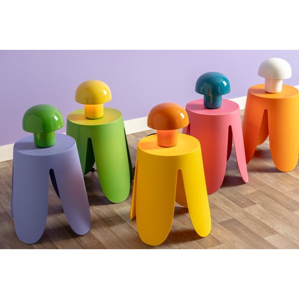 Biela stolová lampa s kovovým tienidlom (výška 20 cm) Fat Mushroom – Leitmotiv-image-3