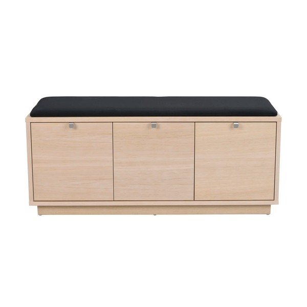 Skrinka na topánky v dekore duba s lavicou v čierno-prírodnej farbe Confetti – Rowico-image-2