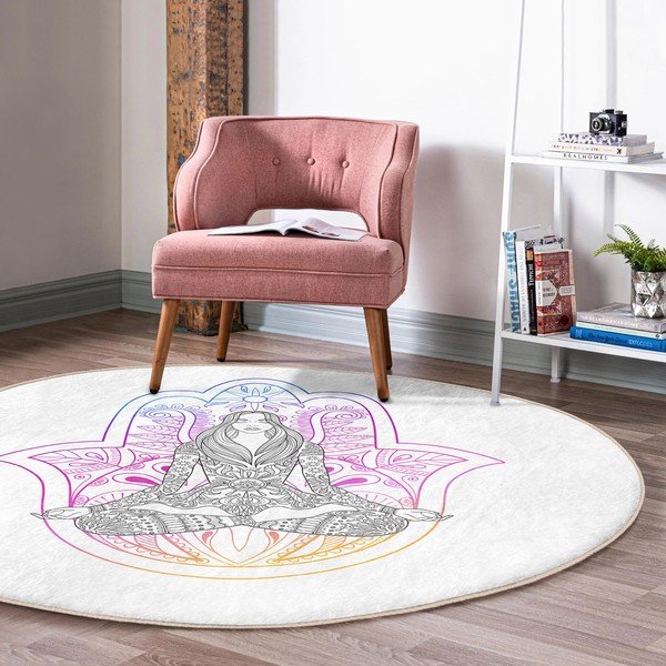 Biely prateľný okrúhly koberec vhodný pre robotické vysávače ø 120 cm Comfort – Mila Home-image-3