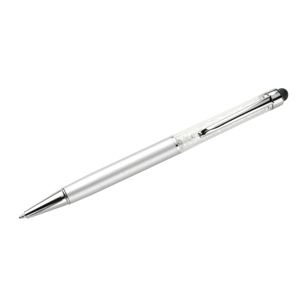 Pero v striebornej farbe so stylusom a krištáľmi Swarovski Elements Crystals Touch