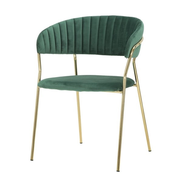Smaragdovozelená stolička s konštrukciou v zlatej farbe Mauro Ferretti Poltrona