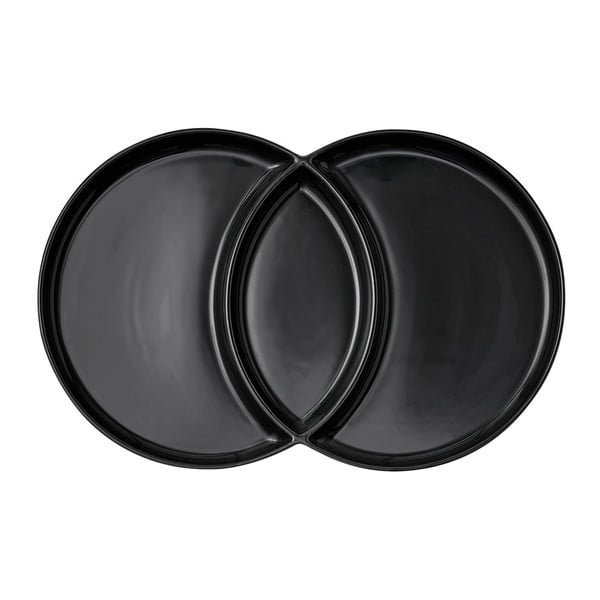 Čierny dvojitý servírovací tanier Ladelle Loop