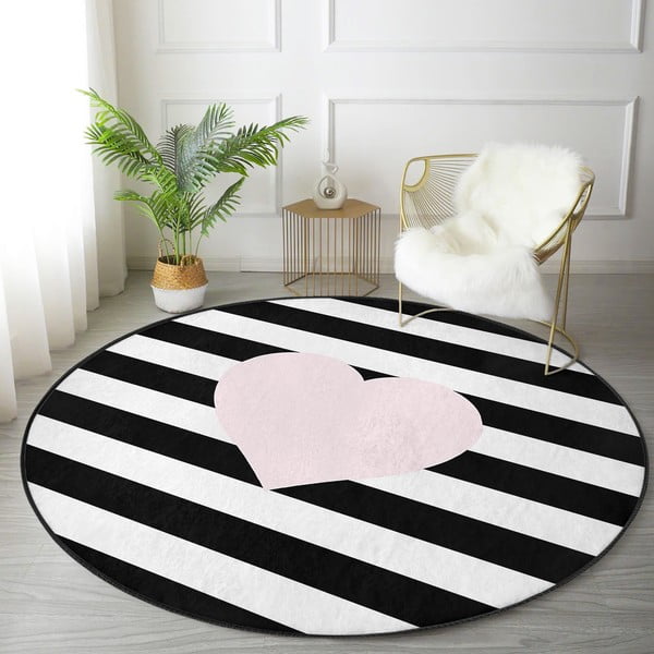 Čierno-biely detský koberec ø 120 cm Comfort – Mila Home-image-3