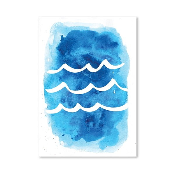 Plagát Watercolor Blue Waves