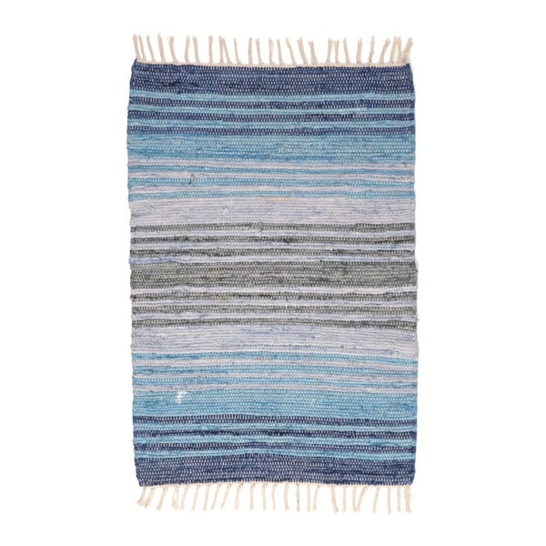 Modrý bavlnený koberec InArt Chindi, 120 × 180 cm