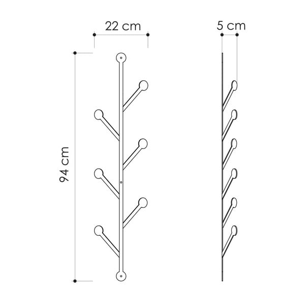 Čierny kovový nástenný vešiak Branch-image-2