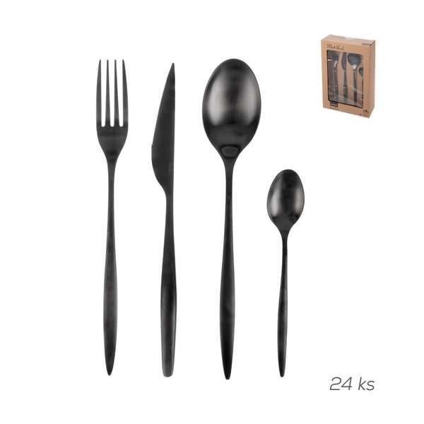 Čierny antikoro príbor 24 ks – Orion-image-3