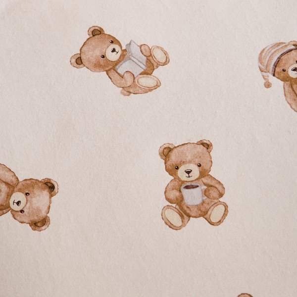 Krémovobiela napínacia flanelová detská plachta na jednolôžko 70x140 cm Brushed Teddy Bear – Catherine Lansfield-image-1