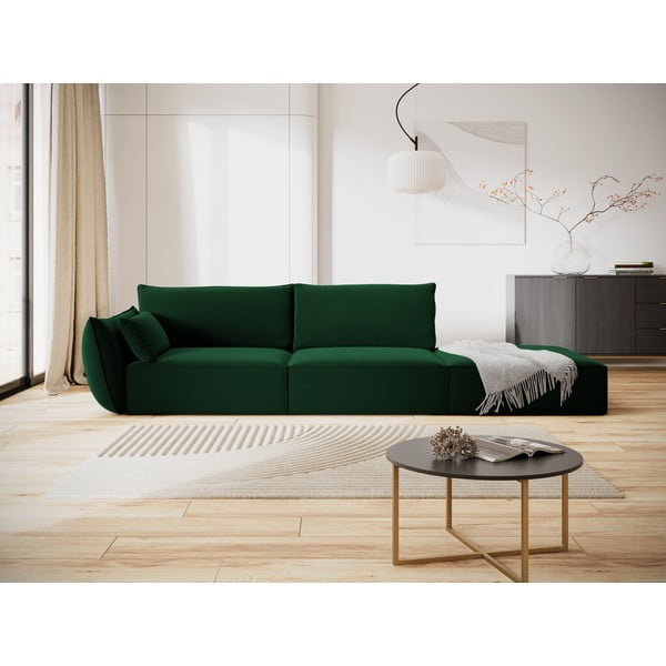 Tmavozelená zamatová pohovka ľavý roh 264 cm Vanda – Mazzini Sofas-image-1