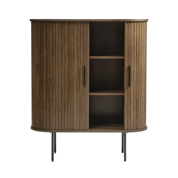 Hnedá skrinka v dekore duba s posuvnými dverami 100x118 cm Nola – Unique Furniture-image-4