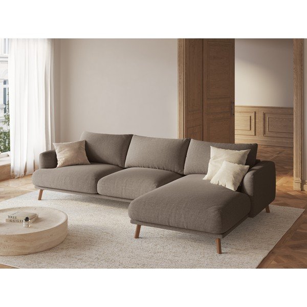 Taupe rohová pohovka (pravý roh/s leňoškou) Naomi – Micadoni -image-1
