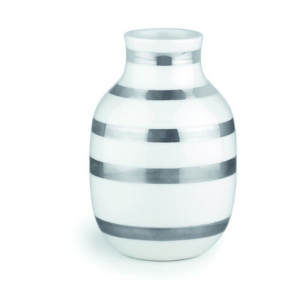 Biela kameninová váza s detailmi v striebornej farbe Kähler Design Omaggio, výška 12,5 cm
