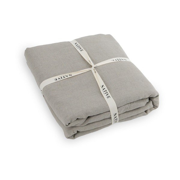 Svetlosivé/taupe ľanové obliečky na dvojlôžko 200x200 cm Natural – Native Natural-image-3