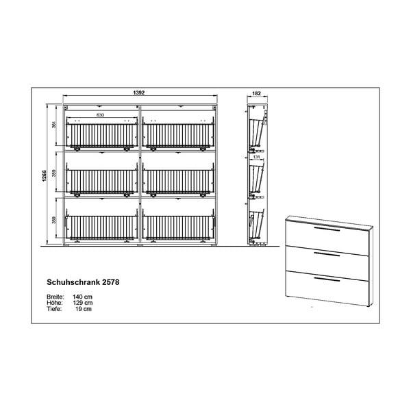 Sivobéžová výklopná skrinka na topánky Utah - Germania-image-4