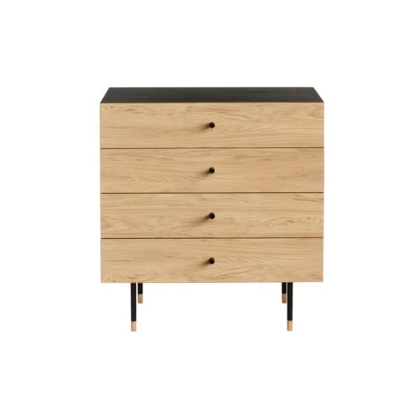 Vysoká komoda v dekore duba v čiernej a prírodnej farbe 80x87 cm Jugend – Woodman-image-2